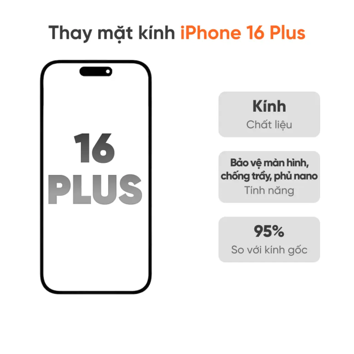 Thay mặt kính iPhone 16 Plus